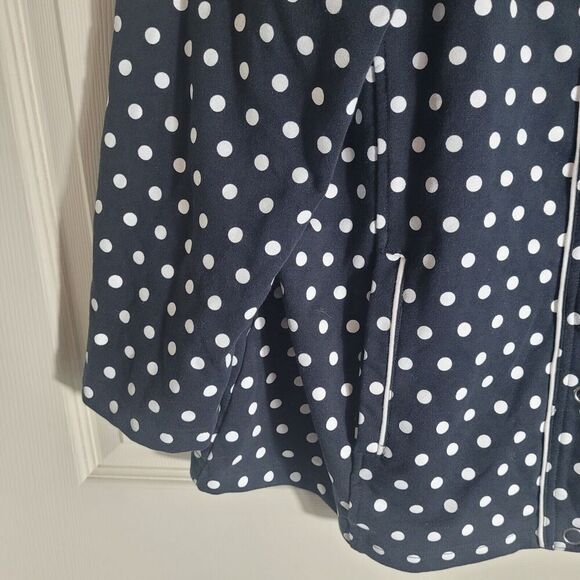 Quacker Factory Polka Dot Snap Button Top Womens Size 1X Black Mock Neck Pockets - Picture 5 of 9